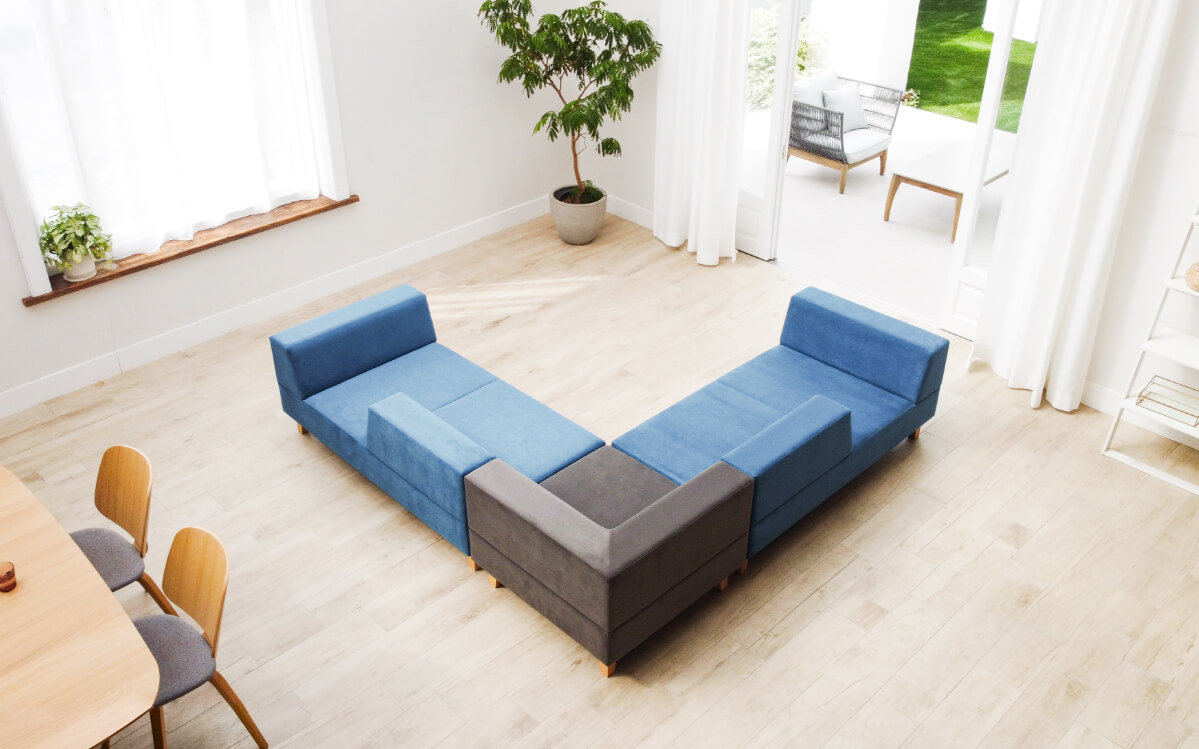 FLANNELSOFAフランネルソファ PIVOコーナーソファ+オットマンセット リビングとダイニングのパーテーションに適したソファ - PIVO ピヴォ