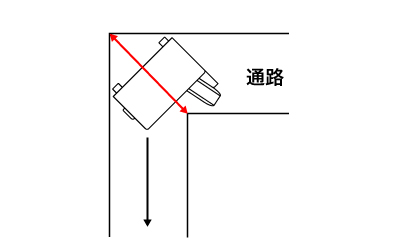 コーナー通路でのソファ搬入