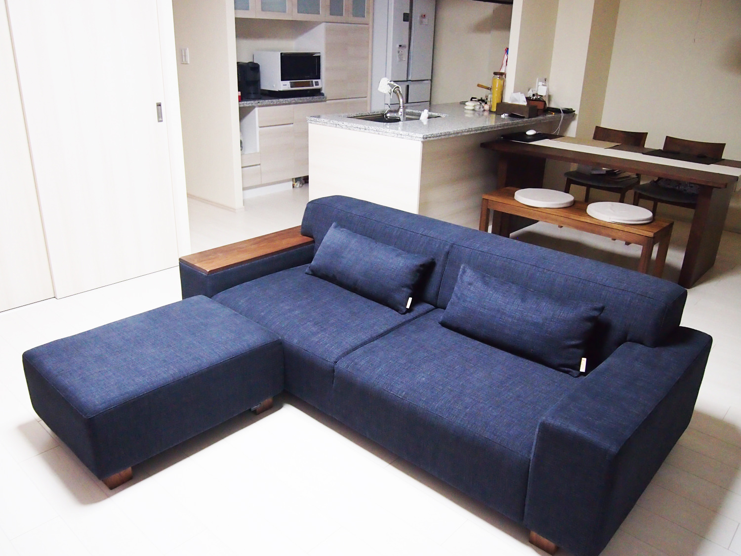 太*郎様 【送料込】FLANNEL SOFA BRICK ネイビー BRICK 3人掛け + BRICK スツールラージ | お客様の声 | ソファ専門店